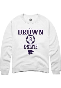 Ally Brown Rally Mens White K-State Wildcats NIL Sport Icon Crew Sweatshirt