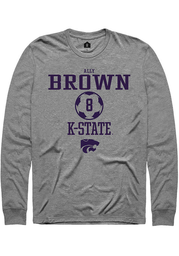 Ally Brown K-State Wildcats Grey Rally NIL Sport Icon Long Sleeve T Shirt