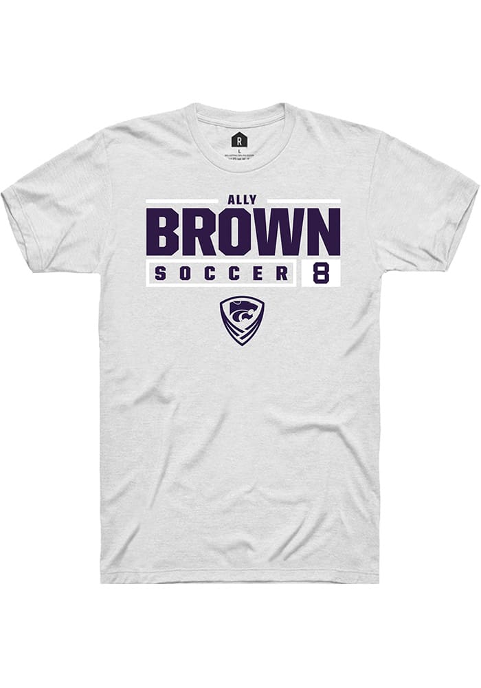Ally Brown K-State Wildcats White Rally NIL Stacked Box Short Sleeve T Shirt