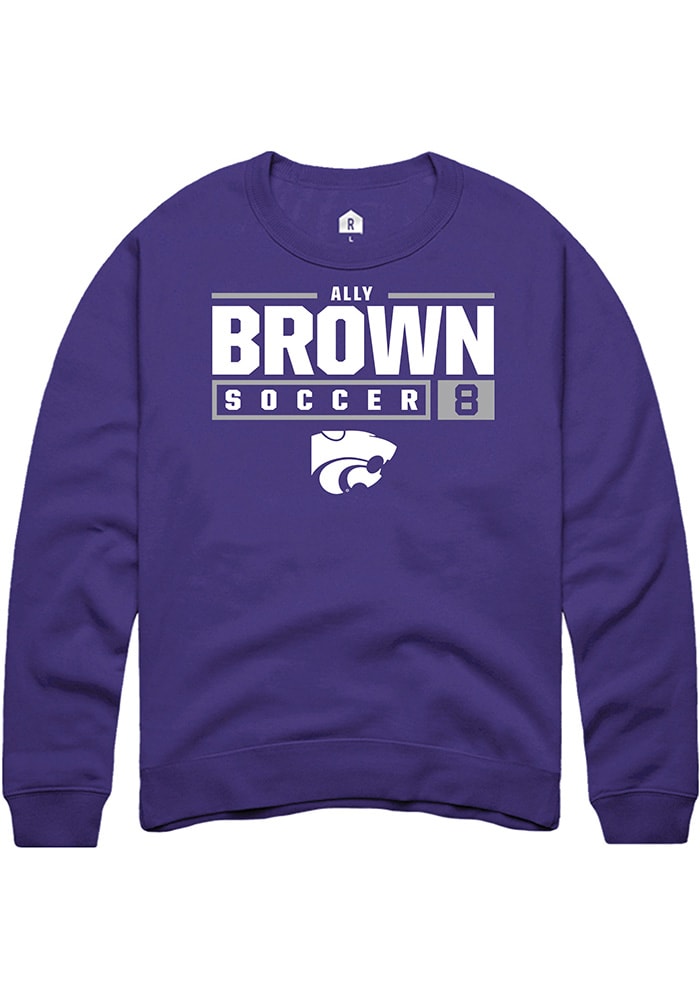 Ally Brown Rally K-State Wildcats Mens Purple NIL Stacked Box Long Sleeve Crew Sweatshirt