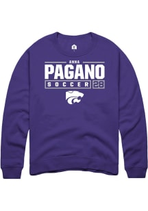 Anna Pagano Rally Mens Purple K-State Wildcats NIL Stacked Box Crew Sweatshirt