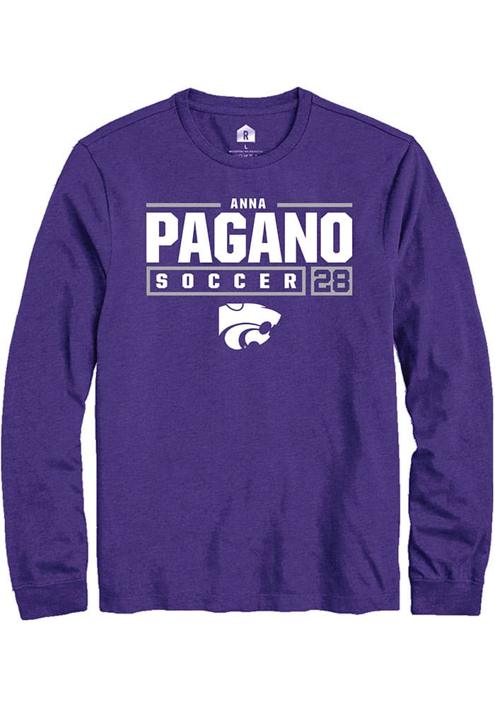 Anna Pagano K-State Wildcats Purple Rally NIL Stacked Box Long Sleeve T Shirt