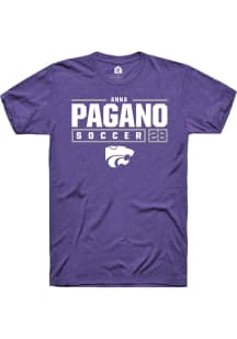 Anna Pagano Purple K-State Wildcats NIL Stacked Box Short Sleeve T Shirt