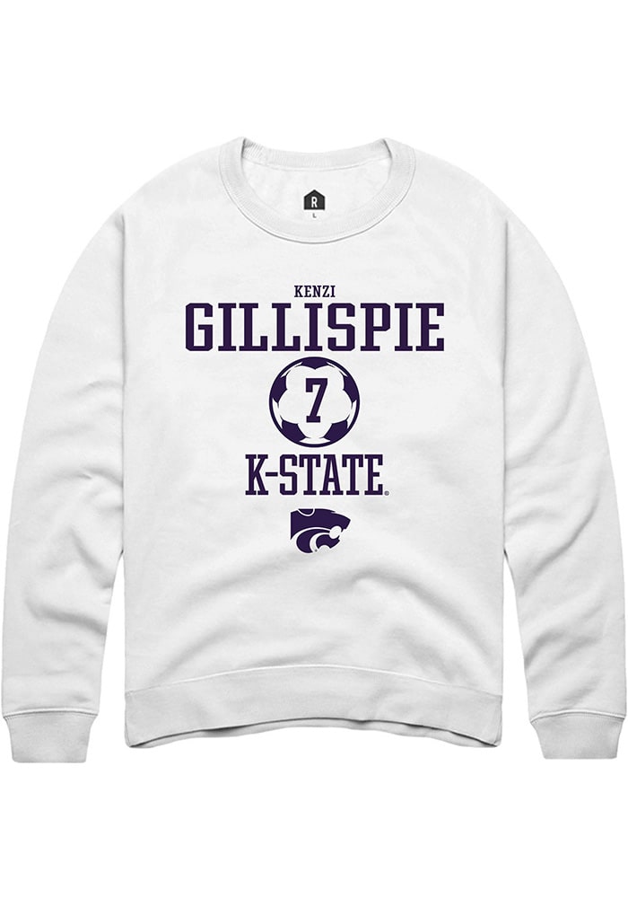 Kenzi Gillispie Rally K-State Wildcats Mens White NIL Sport Icon Long Sleeve Crew Sweatshirt