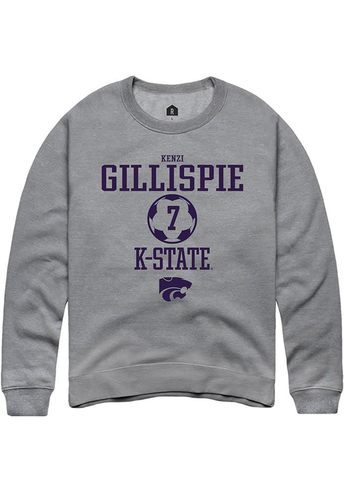 Kenzi Gillispie Rally K-State Wildcats Mens Grey NIL Sport Icon Long Sleeve Crew Sweatshirt