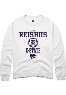 Laney Reishus Rally Mens White K-State Wildcats NIL Sport Icon Crew Sweatshirt