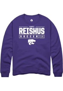 Laney Reishus Rally Mens Purple K-State Wildcats NIL Stacked Box Crew Sweatshirt