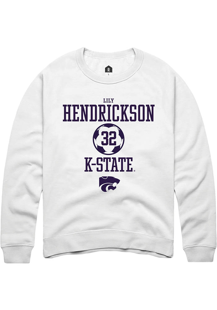 Lily Hendrickson Rally K-State Wildcats Mens White NIL Sport Icon Long Sleeve Crew Sweatshirt