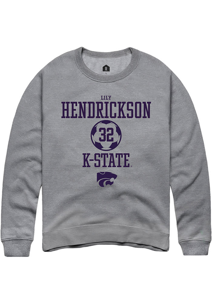 Lily Hendrickson Rally K-State Wildcats Mens Grey NIL Sport Icon Long Sleeve Crew Sweatshirt