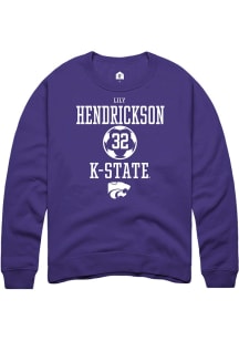 Lily Hendrickson Rally Mens Purple K-State Wildcats NIL Sport Icon Crew Sweatshirt