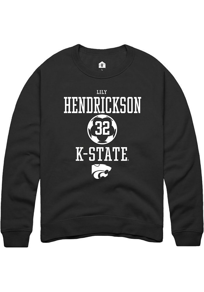 Lily Hendrickson Rally K-State Wildcats Mens Black NIL Sport Icon Long Sleeve Crew Sweatshirt