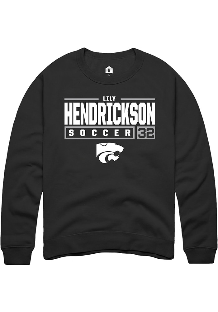 Lily Hendrickson Rally K-State Wildcats Mens Black NIL Stacked Box Long Sleeve Crew Sweatshirt