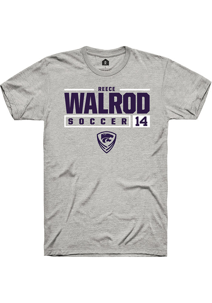 Reece Walrod K-State Wildcats Grey Rally NIL Stacked Box Short Sleeve T Shirt
