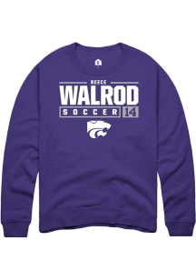 Reece Walrod Rally Mens Purple K-State Wildcats NIL Stacked Box Crew Sweatshirt