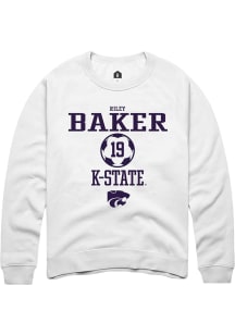 Riley Baker Rally Mens White K-State Wildcats NIL Sport Icon Crew Sweatshirt