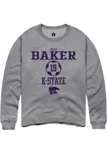 Riley Baker Rally Mens Graphite K-State Wildcats NIL Sport Icon Crew Sweatshirt