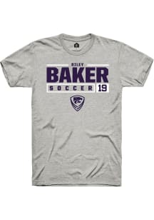 Riley Baker Ash K-State Wildcats NIL Stacked Box Short Sleeve T Shirt