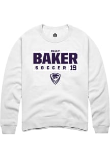 Riley Baker Rally Mens White K-State Wildcats NIL Stacked Box Crew Sweatshirt