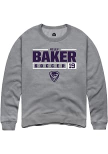 Riley Baker Rally Mens Graphite K-State Wildcats NIL Stacked Box Crew Sweatshirt