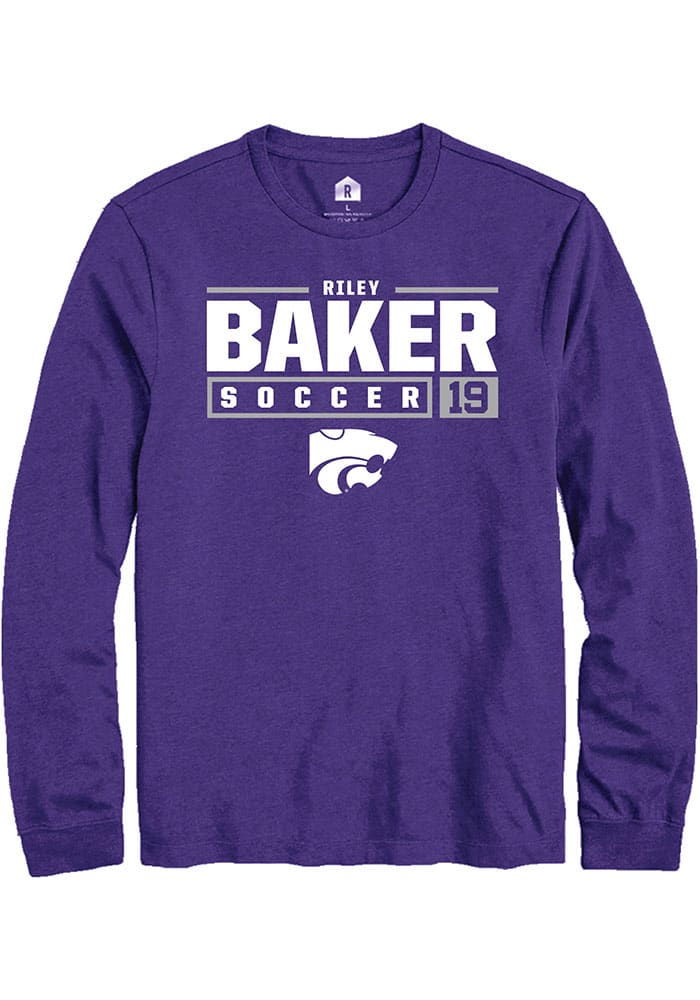 Riley Baker K-State Wildcats Purple Rally NIL Stacked Box Long Sleeve T Shirt