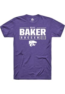 Riley Baker Purple K-State Wildcats NIL Stacked Box Short Sleeve T Shirt