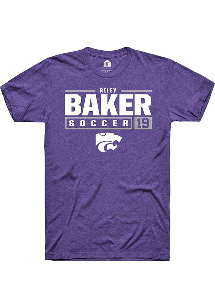 Riley Baker K-State Wildcats Purple Rally NIL Stacked Box Short Sleeve T Shirt