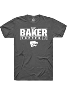 Riley Baker Dark Grey K-State Wildcats NIL Stacked Box Short Sleeve T Shirt