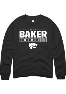 Riley Baker Rally Mens Black K-State Wildcats NIL Stacked Box Crew Sweatshirt