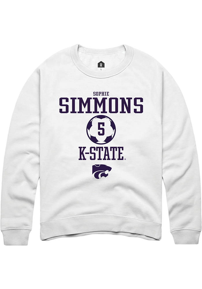 Sophie Simmons Rally K-State Wildcats Mens White NIL Sport Icon Long Sleeve Crew Sweatshirt