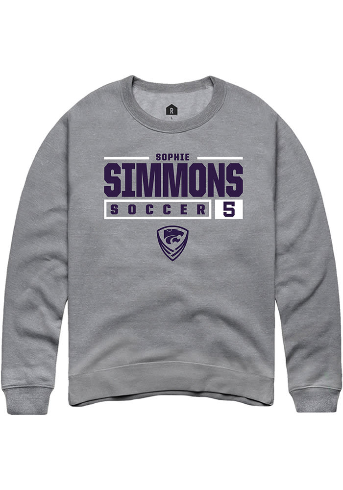 Sophie Simmons Rally K-State Wildcats Mens Grey NIL Stacked Box Long Sleeve Crew Sweatshirt