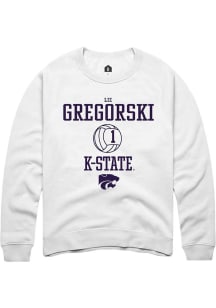 Elizabeth Gregorski Rally Mens White K-State Wildcats NIL Sport Icon Crew Sweatshirt