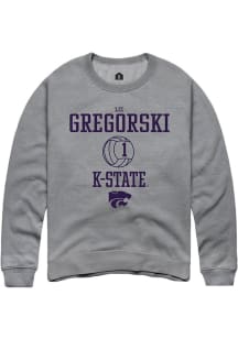 Elizabeth Gregorski Rally Mens Graphite K-State Wildcats NIL Sport Icon Crew Sweatshirt