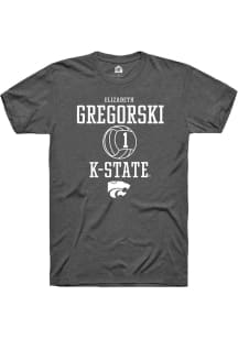 Elizabeth Gregorski  K-State Wildcats Dark Grey Rally NIL Sport Icon Short Sleeve T Shirt