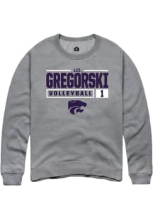 Elizabeth Gregorski  Rally K-State Wildcats Mens Graphite NIL Stacked Box Long Sleeve Crew Sweat..