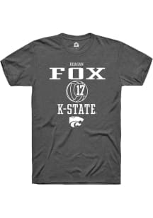 Reagan Fox  K-State Wildcats Dark Grey Rally NIL Sport Icon Short Sleeve T Shirt