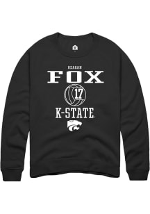 Reagan Fox  Rally K-State Wildcats Mens Black NIL Sport Icon Long Sleeve Crew Sweatshirt