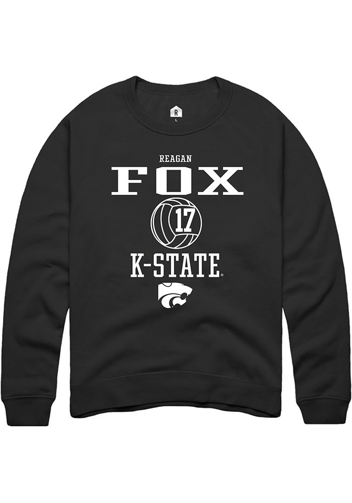 Reagan Fox Rally K-State Wildcats Mens Black NIL Sport Icon Long Sleeve Crew Sweatshirt