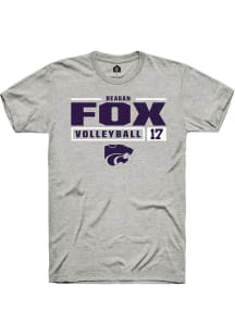 Reagan Fox  K-State Wildcats Ash Rally NIL Stacked Box Short Sleeve T Shirt