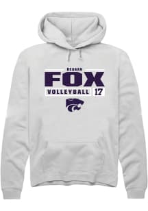 Reagan Fox  Rally K-State Wildcats Mens White NIL Stacked Box Long Sleeve Hoodie