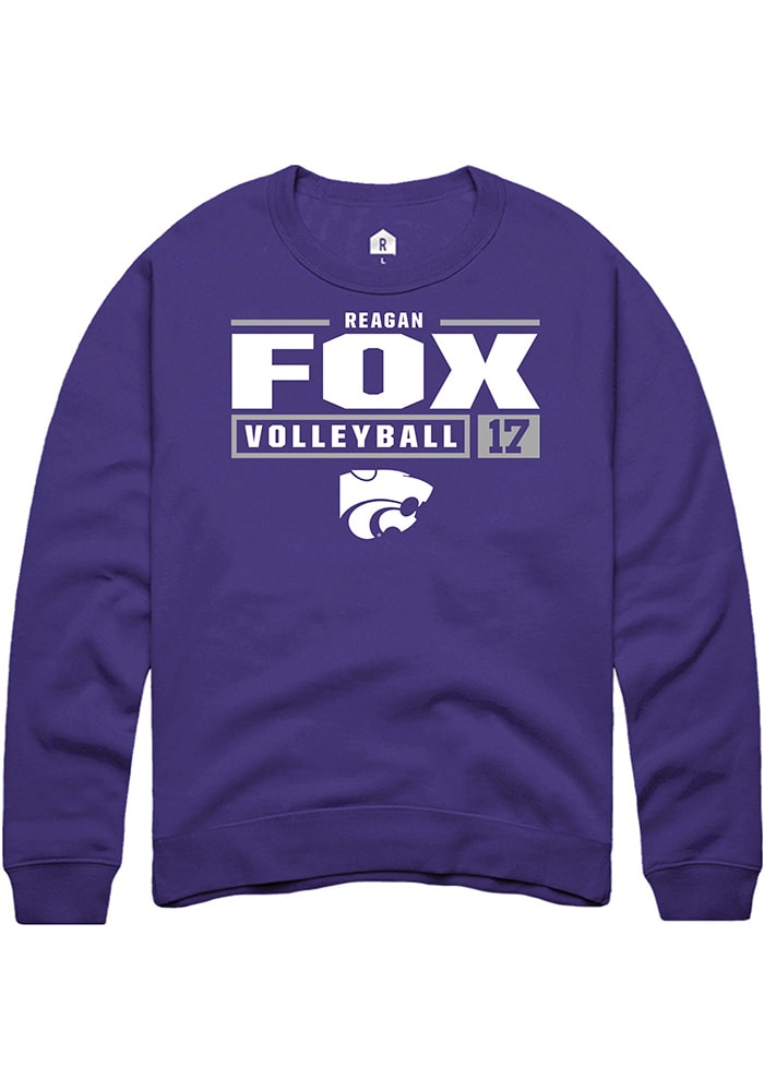 Reagan Fox Rally K-State Wildcats Mens Purple NIL Stacked Box Long Sleeve Crew Sweatshirt