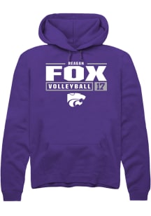 Reagan Fox  Rally K-State Wildcats Mens Purple NIL Stacked Box Long Sleeve Hoodie