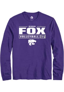 Reagan Fox  K-State Wildcats Purple Rally NIL Stacked Box Long Sleeve T Shirt