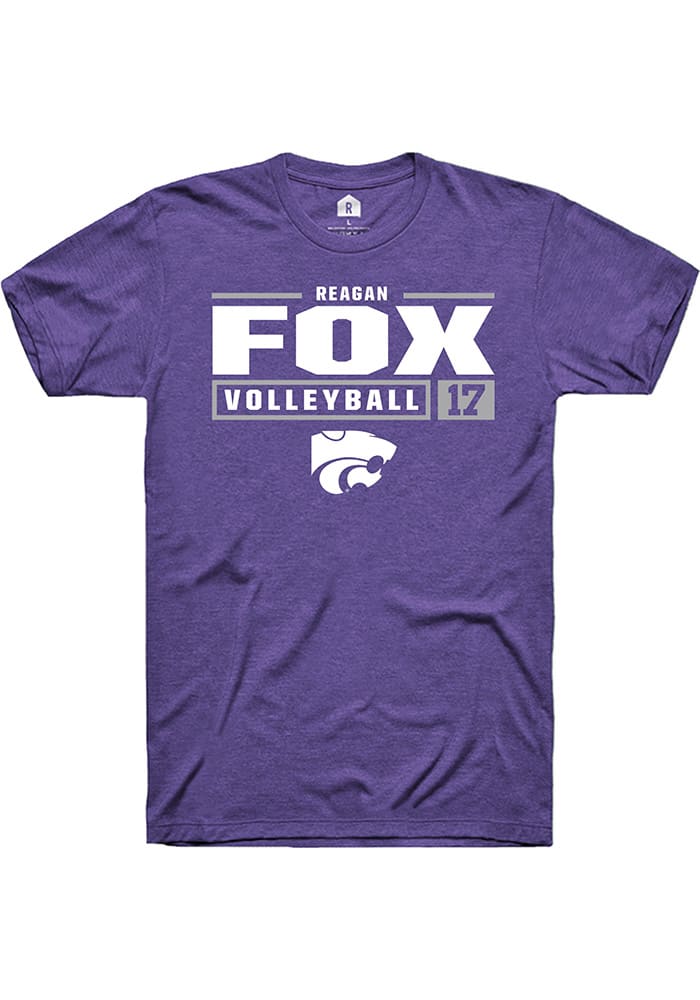 Reagan Fox K-State Wildcats Purple Rally NIL Stacked Box Short Sleeve T Shirt
