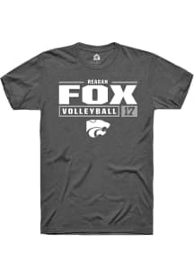 Reagan Fox  K-State Wildcats Dark Grey Rally NIL Stacked Box Short Sleeve T Shirt