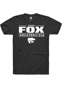 Reagan Fox  K-State Wildcats Black Rally NIL Stacked Box Short Sleeve T Shirt