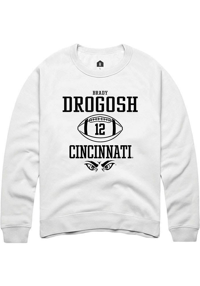 Brady Drogosh Rally Cincinnati Bearcats Mens White NIL Sport Icon Long Sleeve Crew Sweatshirt