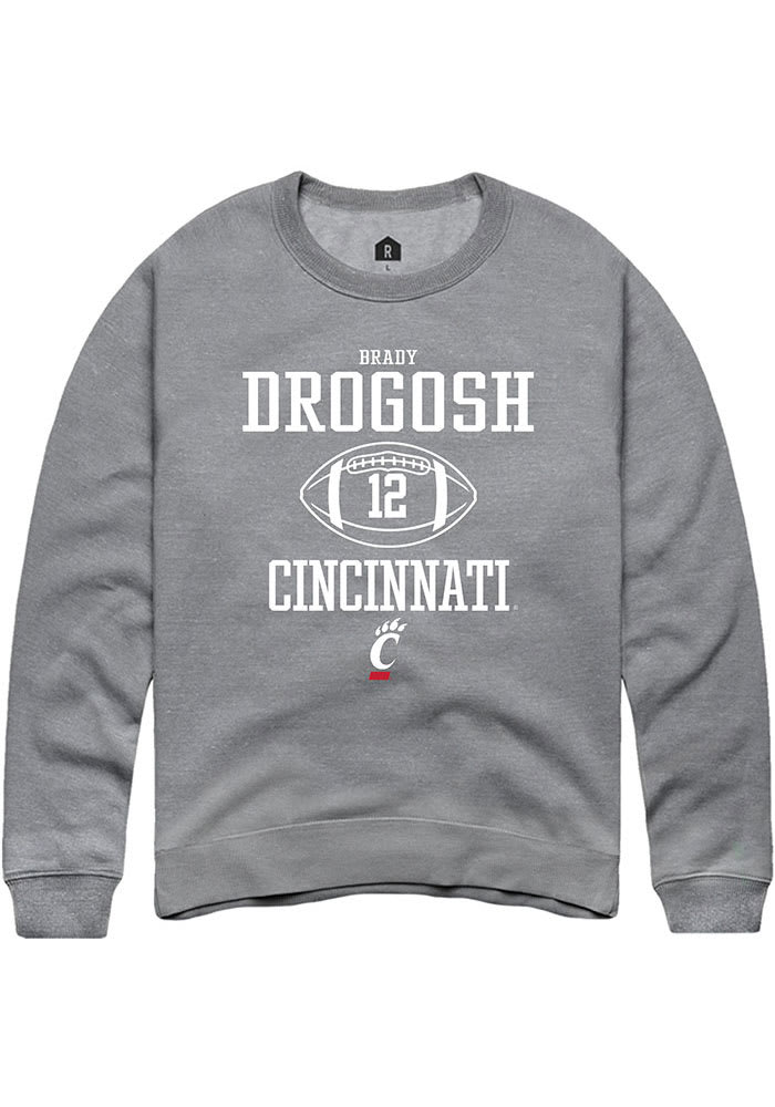 Brady Drogosh Rally Cincinnati Bearcats Mens Grey NIL Sport Icon Long Sleeve Crew Sweatshirt
