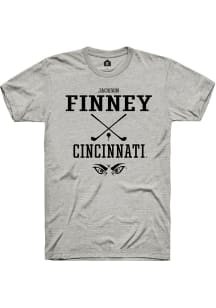 Jackson Finney  Cincinnati Bearcats Ash Rally NIL Sport Icon Short Sleeve T Shirt