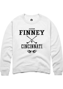 Jackson Finney  Rally Cincinnati Bearcats Mens White NIL Sport Icon Long Sleeve Crew Sweatshirt