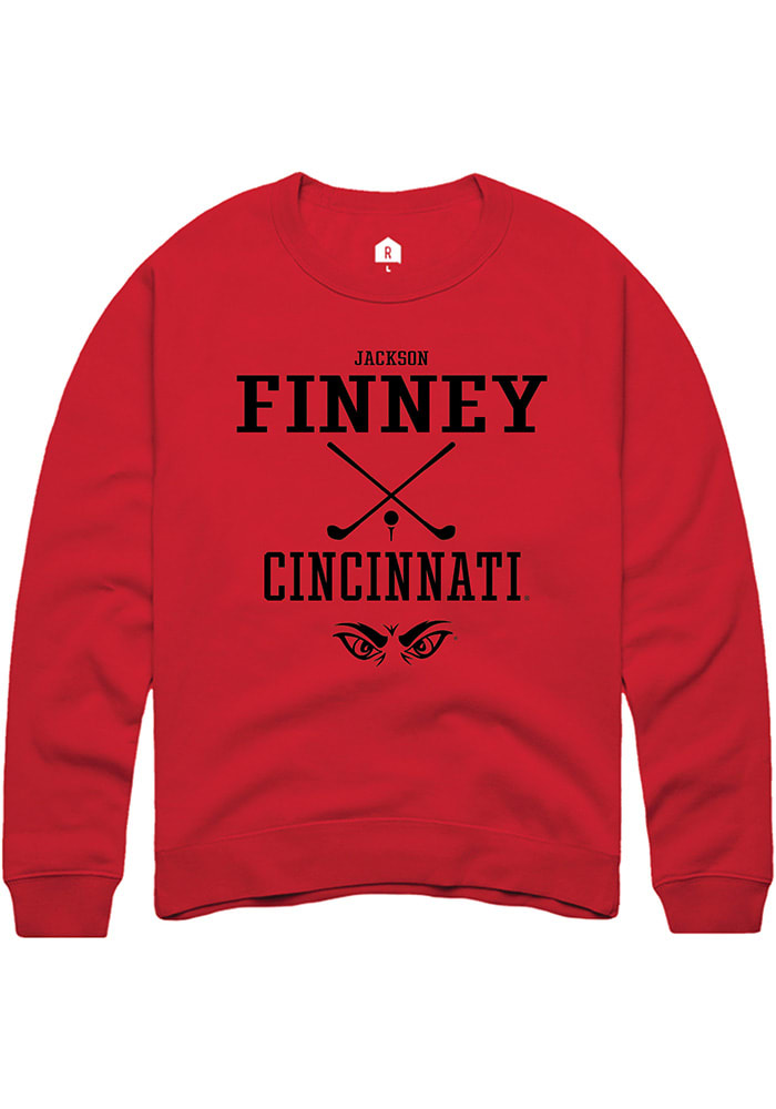 Jackson Finney Rally Cincinnati Bearcats Mens Red NIL Sport Icon Long Sleeve Crew Sweatshirt